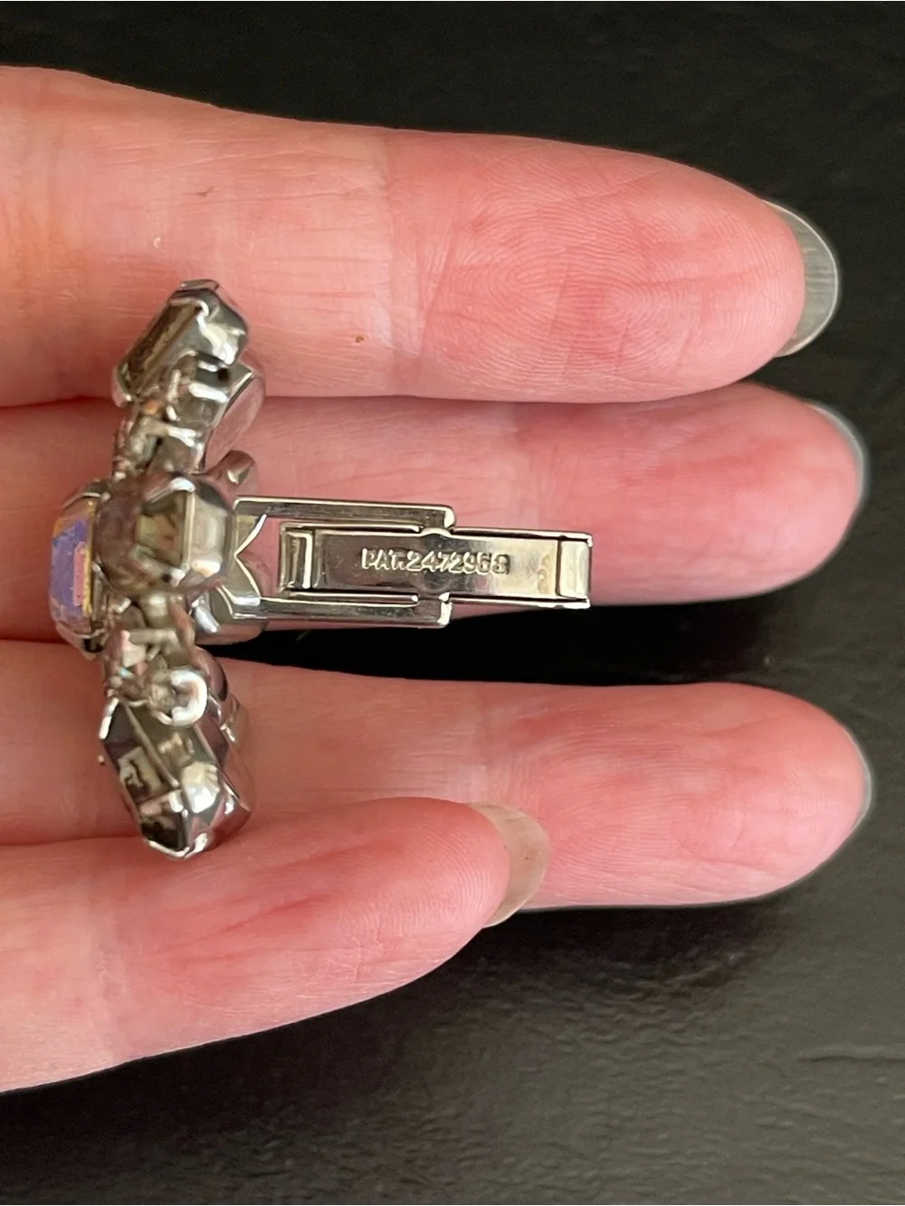 Vintage silver tone rhinestone cuff Links.